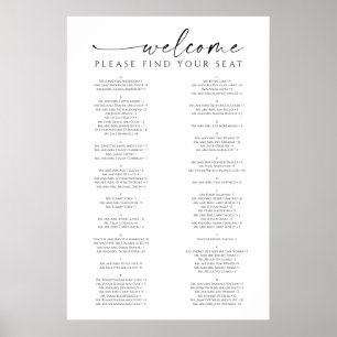 Simply Minimal Wedding Seating Chart Poster