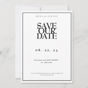 Simply Minimalist black and white wedding Save The Date