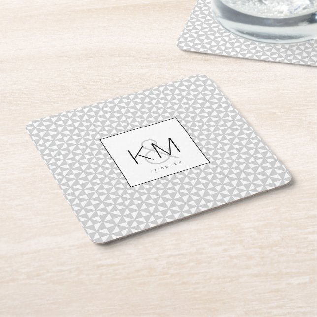 Simply Minimalist Wedding Black ID523 Square Paper Square Paper Coaster (Angled)