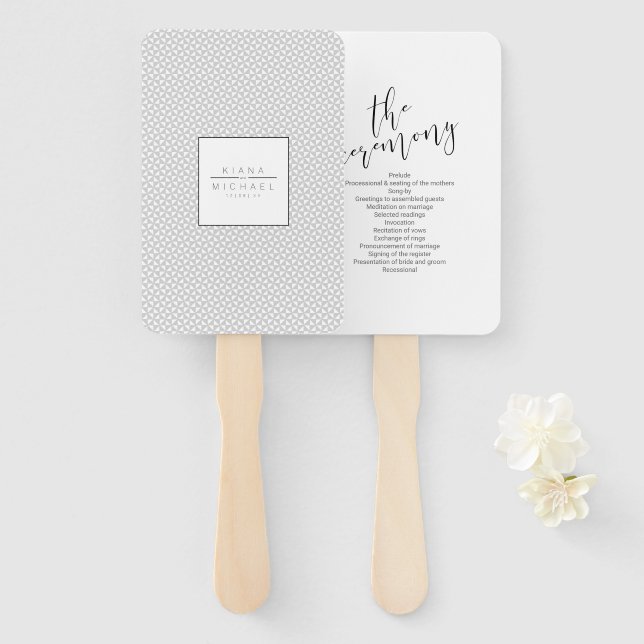 Simply Minimalist Wedding Ceremony Black ID523 Hand Fan (Front and Back)