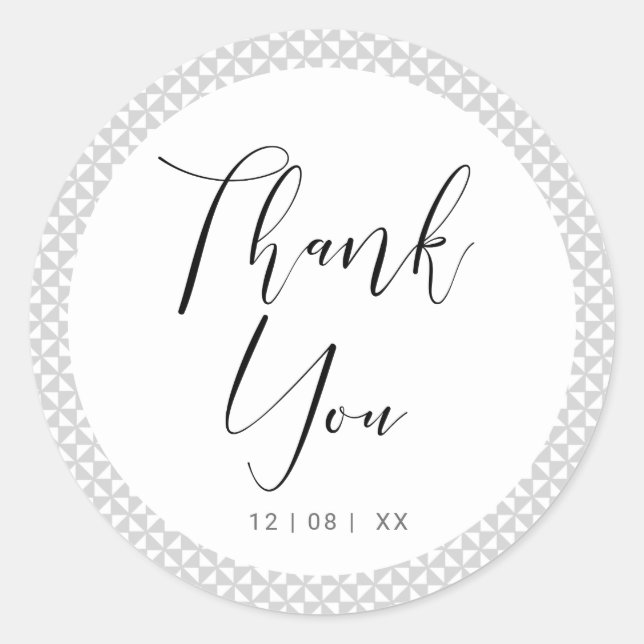 Simply Minimalist Wedding Thank You Black ID523 Classic Round Sticker (Front)