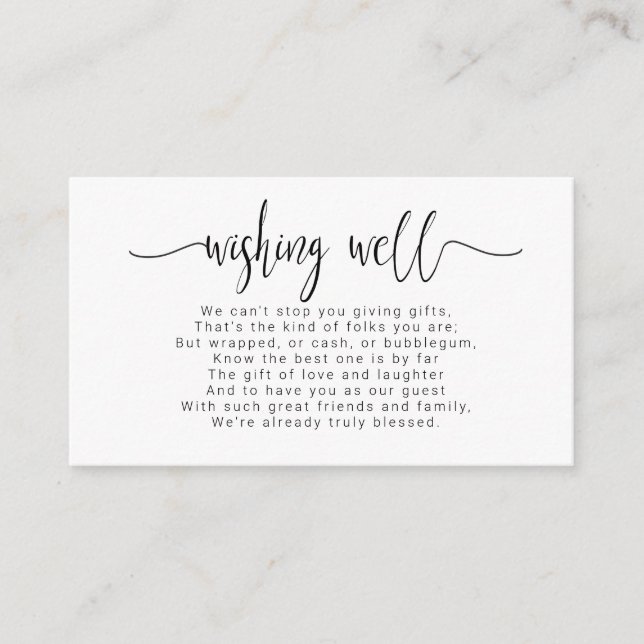 Simply Minimalist Wishing Well Black ID523 Enclosure Card (Front)