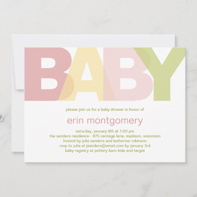 Simply Modern Baby Shower Invitation - Girl (Front)