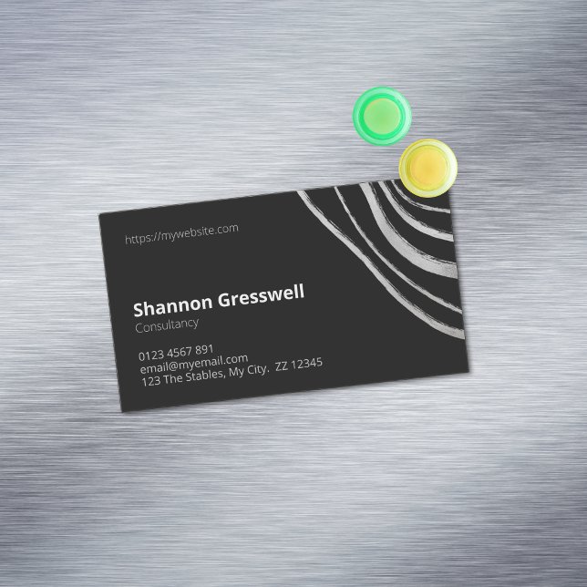 Simply Modern Black with Silver Accent Magnetic Business Card (Creator Uploaded)