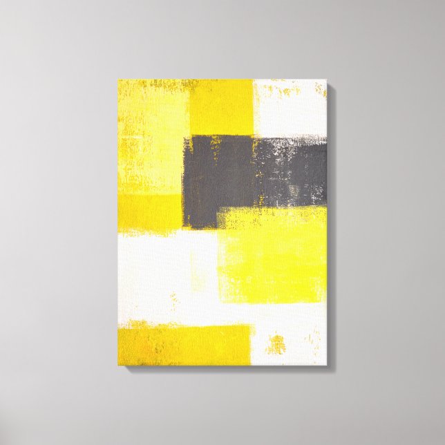 'Simply Modern' Grey and Yellow Abstract Art Canvas Print (Front)