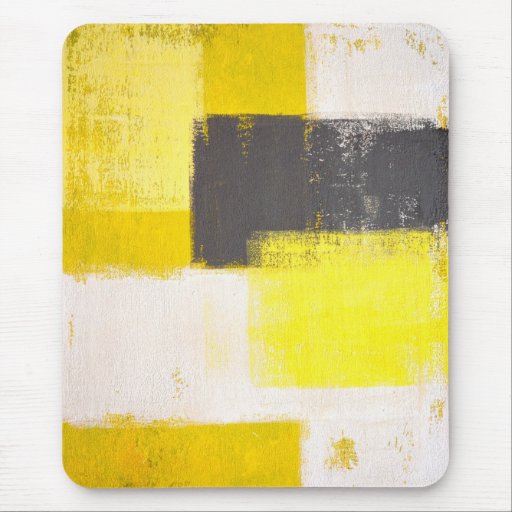 Image of 'Simply Modern' Grey and Yellow Abstract Mousepad
