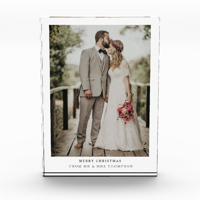 Simply Modern Merry Christmas | Wedding Photo Card (Front)