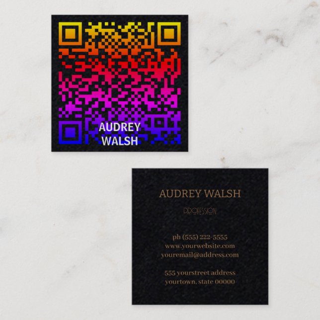 Simply modern Quar code  Square Business Card (Front/Back)
