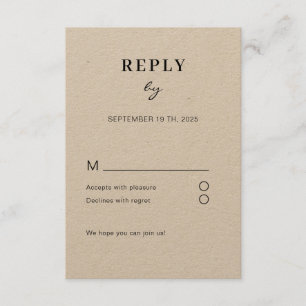 Simply modern RSVP accompanying card