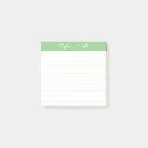Simply Modern Sage Green Personalized Lined Post-it Notes