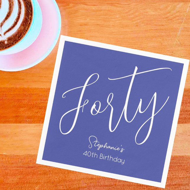 Simply Modern Script Lavender Purple 40th Birthday Napkin (Creator Uploaded)