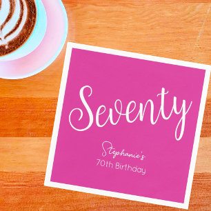 Simply Modern Script Pink 70th Birthday Napkin
