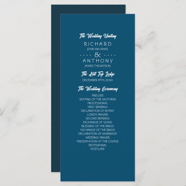Simply Modern, Trendy Wedding Programme (Front/Back)