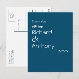 Simply Modern, Trendy Wedding Thank You Postcard