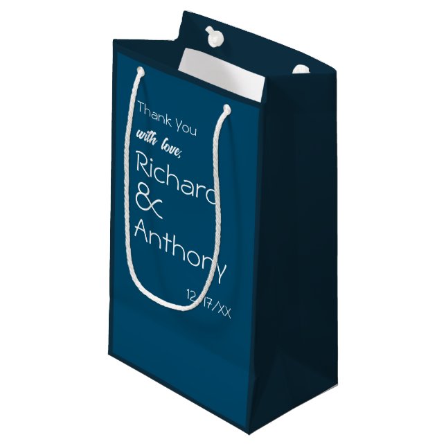 Simply Modern, Trendy Wedding Thank You Small Gift Bag (Front Angled)