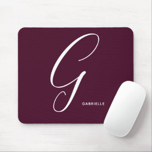 Simply Monogrammed Script Letter G Burgundy Mouse Mat