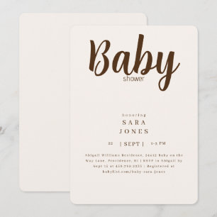 Simply Neutral Cream & Brown Baby Shower  Invitation