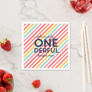 Simply One-derful 1st Birthday Napkins   Rainbow S