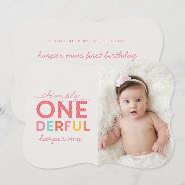 SIMPLY ONEDERFUL WONDERFUL INVITATION (Front/Back)