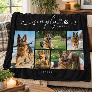 Simply Pawfect Black Pet Five Photo Keepsake Fleece Blanket