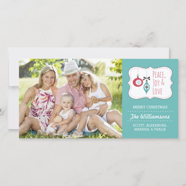 Simply Peace, Joy, and Love Christmas Photo Card (Front)