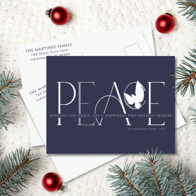 Simply Peace Joy & Happiness Holiday Postcard (Creator Uploaded)
