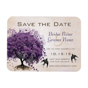 Simply Peachy Heart Tree  Wedding Save the Date Magnet