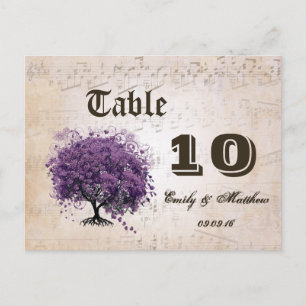 Simply Peachy Purple Heart Leaf Tree Table Number Postcard
