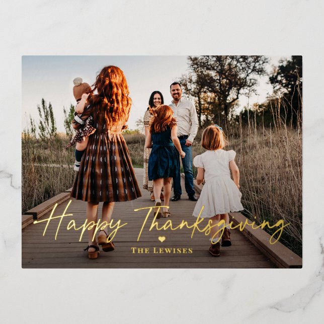 Simply Penned Foil Photo Thanksgiving Postcard (Front)