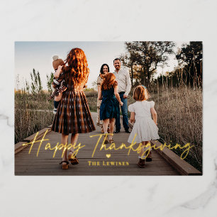 Simply Penned Foil Thanksgiving Photo Card