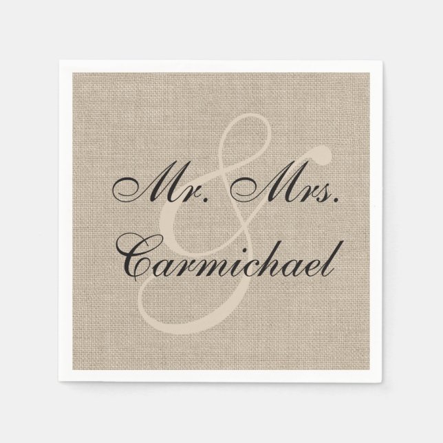 Simply Perfect Mr. & Mrs. Burlap Napkin (Front)