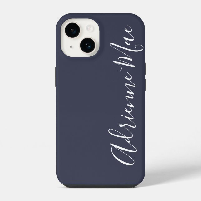 Simply Personalised Navy Blue iPhone Case (Back)