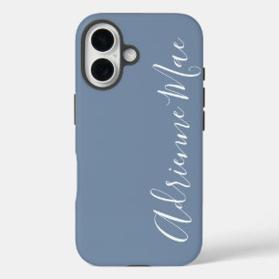 Simply Personalized Monogram Name Dusty Blue iPhone 16 Case