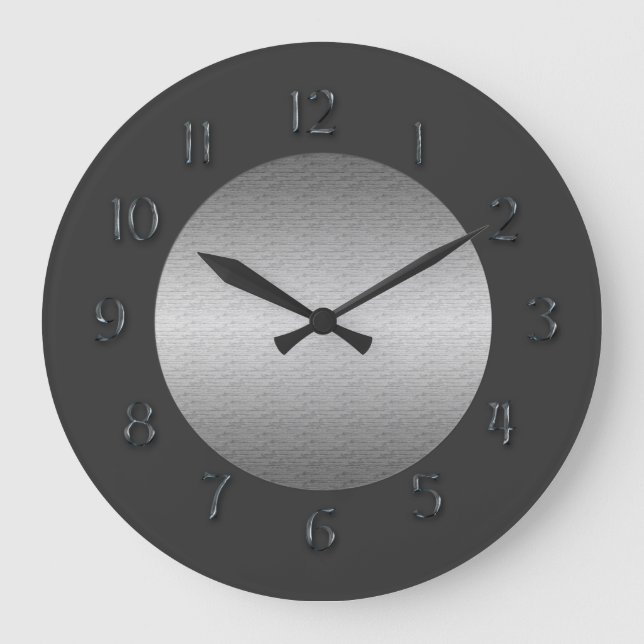 Simply Pewter"Faux Metal" Numerals Large Clock (Front)