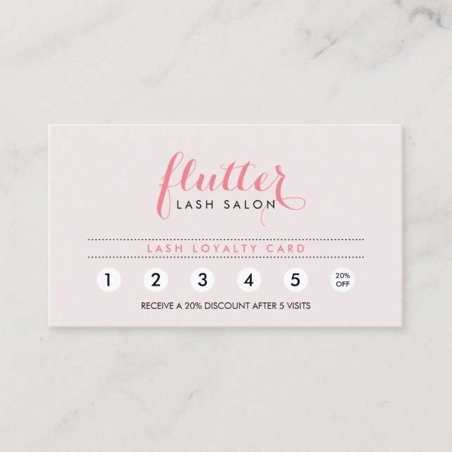 Simply Pink Lash Salon Loyalty Punch Card (Front)