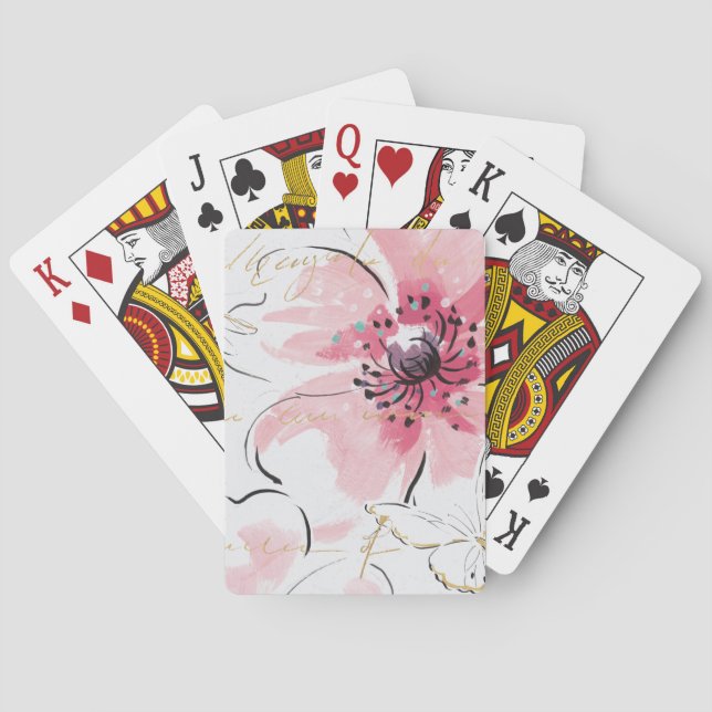 Simply Pink | Watercolor Floral Playing Cards (Back)