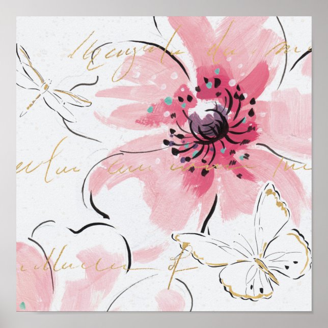 Simply Pink | Watercolor Floral Poster (Front)