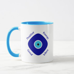 Simply Positive Vibes Blue Evil Eye Diamond Mug