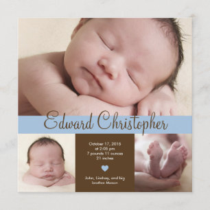 Simply Precious Birth Announcement - Blue