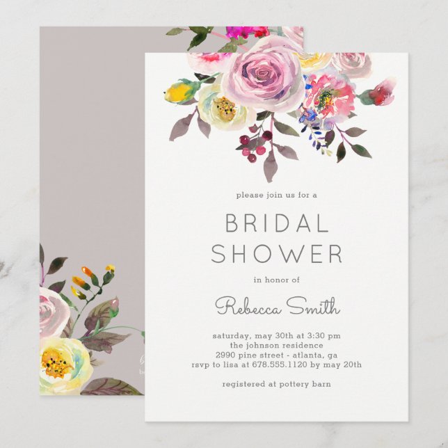 Simply Pretty Bridal Shower Invitation (Front/Back)