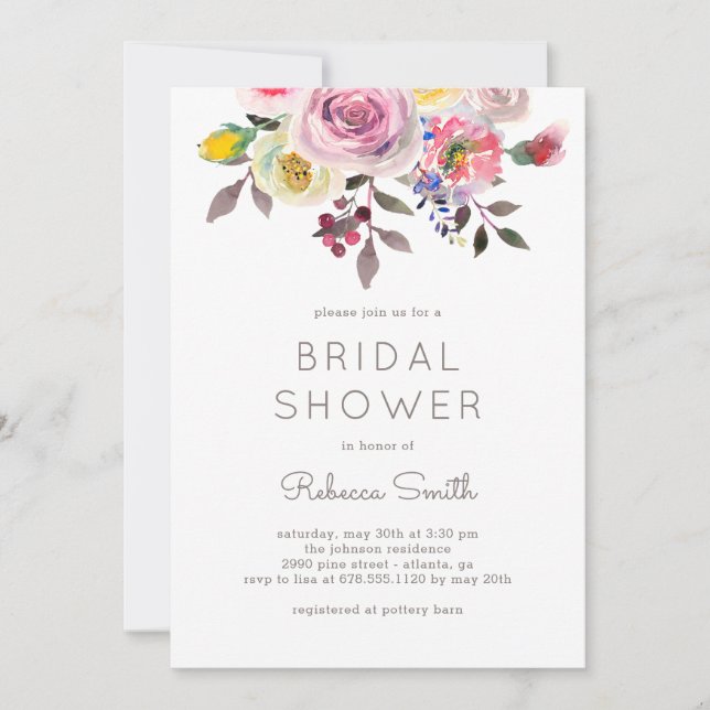 Simply Pretty EDITABLE COLOR Bridal Shower Invite (Front)