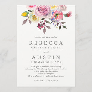 Simply Pretty Floral Wedding Invitation