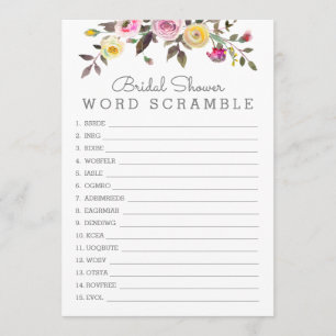 Simply Pretty Word Scramble Shower Game Card