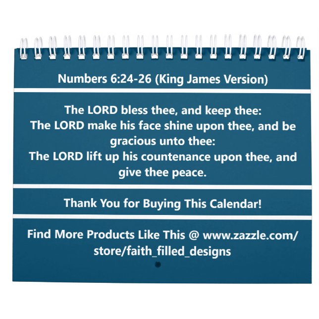 Simply Psalms Bible Verse Family Photo Template Calendar (Back)