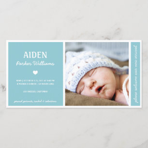 SIMPLY PURE BABY BOY BIRTH ANNOUNCEMENT