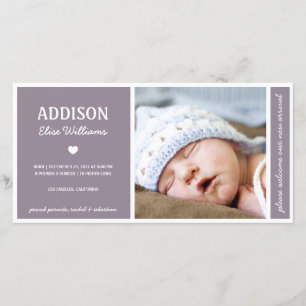 SIMPLY PURE BABY GIRL BIRTH ANNOUNCEMENT
