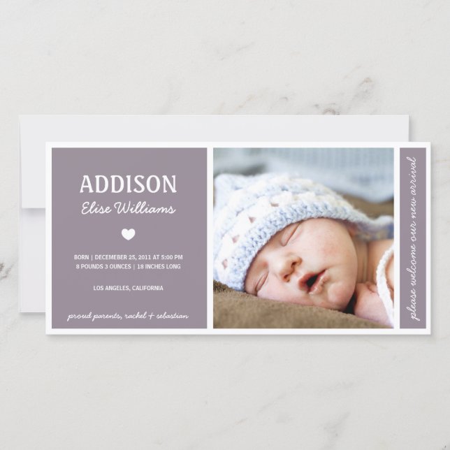 SIMPLY PURE | BABY GIRL BIRTH ANNOUNCEMENT (Front)