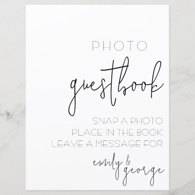 Simply Quaint Photo Guest Book Wedding Sign (Front)