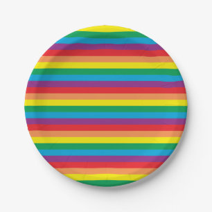 Simply Rainbow Pattern Paper Plate