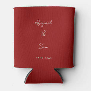 Simply Red Script Wedding Favour Can Cooler